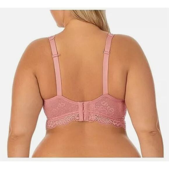 DREAMFIT Plus Size Full Coverage Wireless Lace Bralette Apricot Pink 3X New - Picture 3 of 7